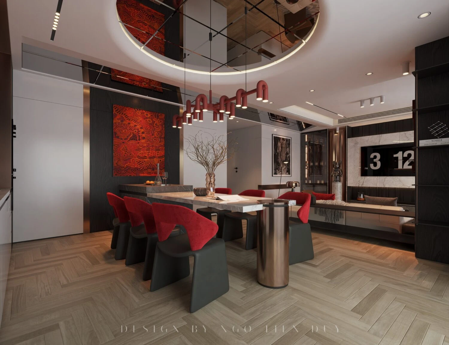 Vray Living Room - Dining Room SketchUp 3D Model Free Download Modern ID 218000200 (Ngo Tien Duy)