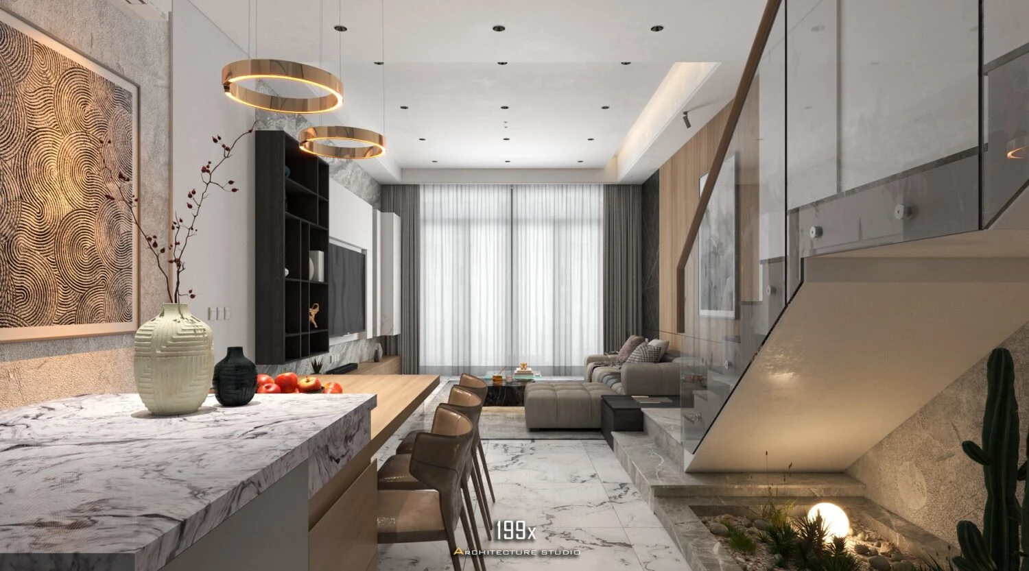 Vray Living Room - Dining Room SketchUp Free Model Modern Download ID 218000194 (My Hong Vu)