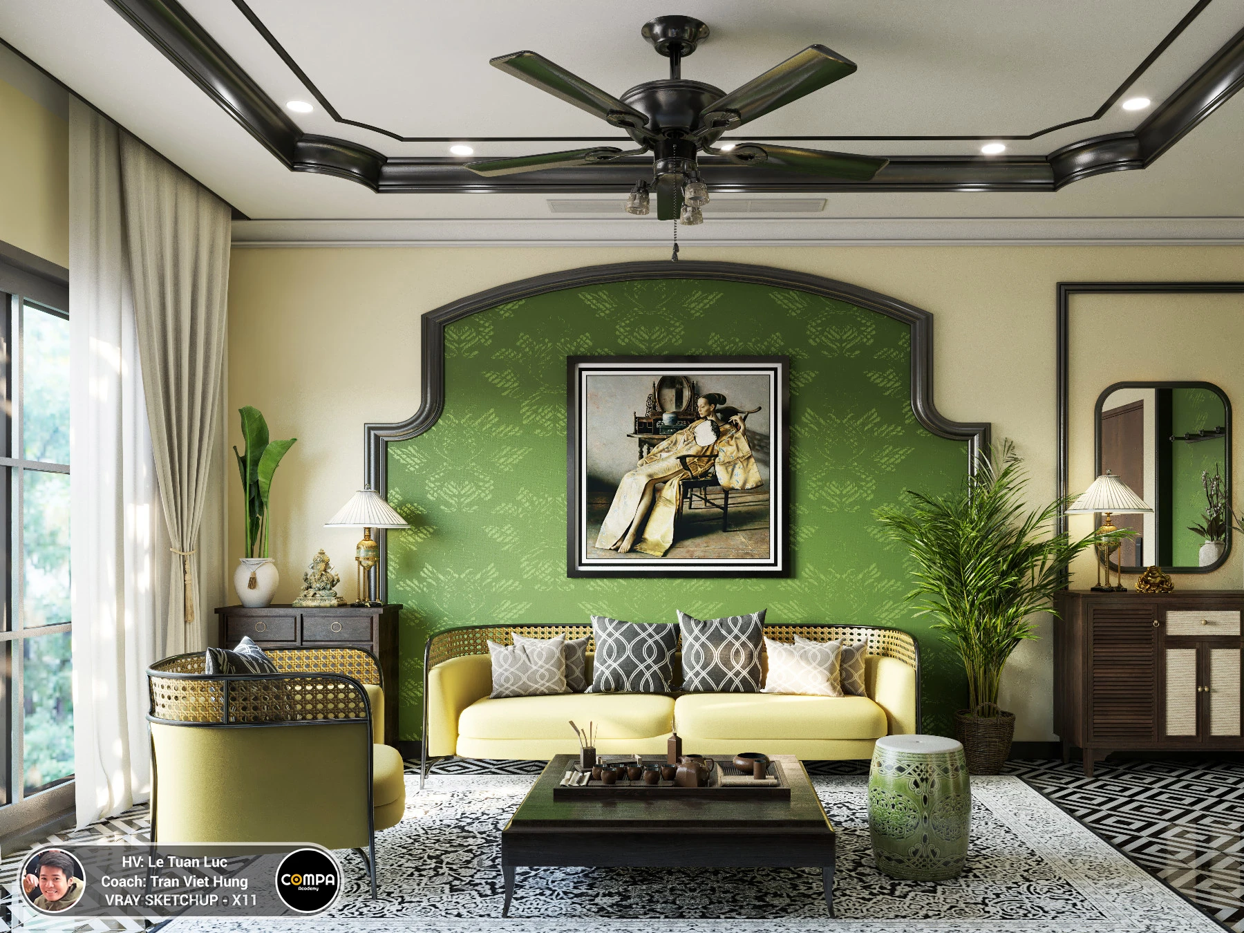 Vray Living Room Free Sketchup Models Download Indochine ID 100000261 (Tran Viet Hung)