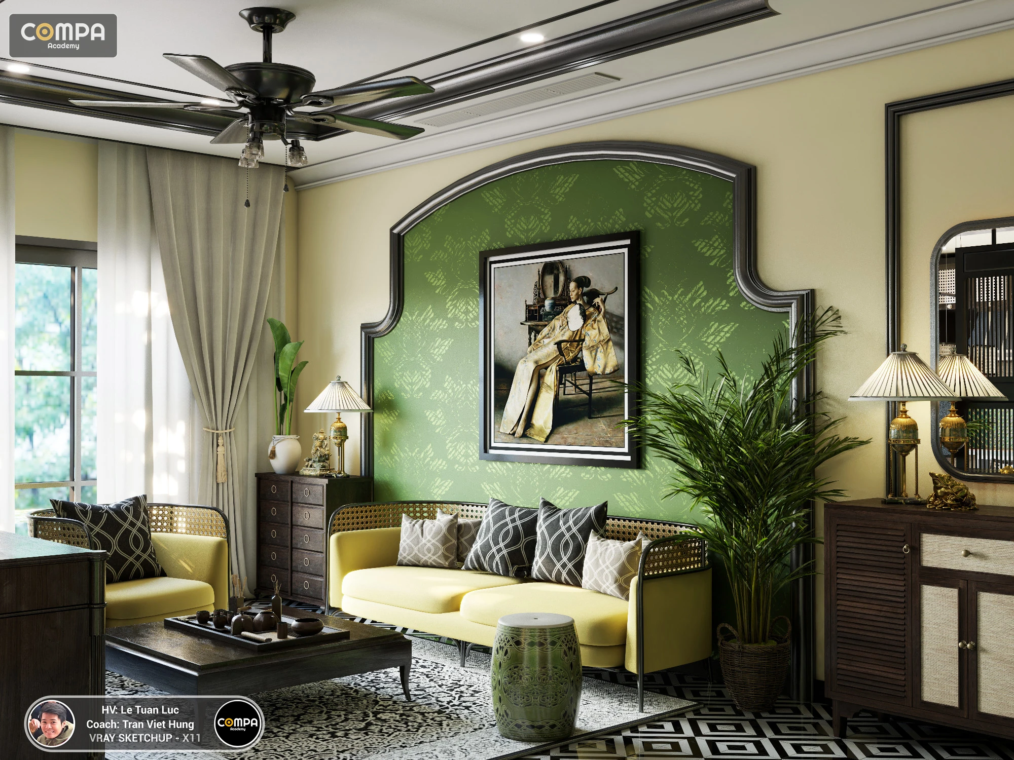 Vray Living Room Free Sketchup Models Download Indochine ID 100000261 (Tran Viet Hung)