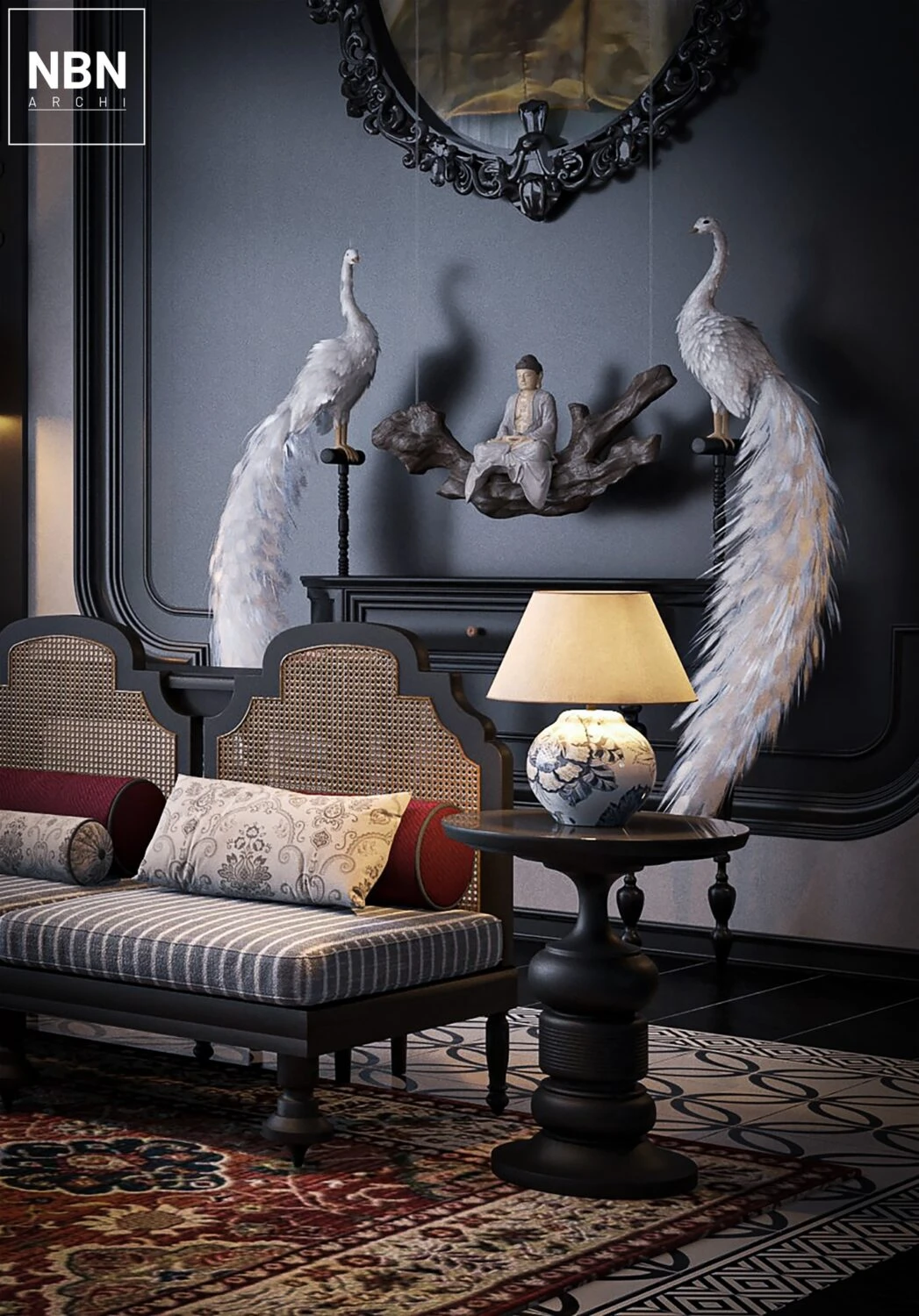 Vray Living Room SketchUp 3D Model Free Download Indochine ID 100000400 (Nguyen Ba Nghia)