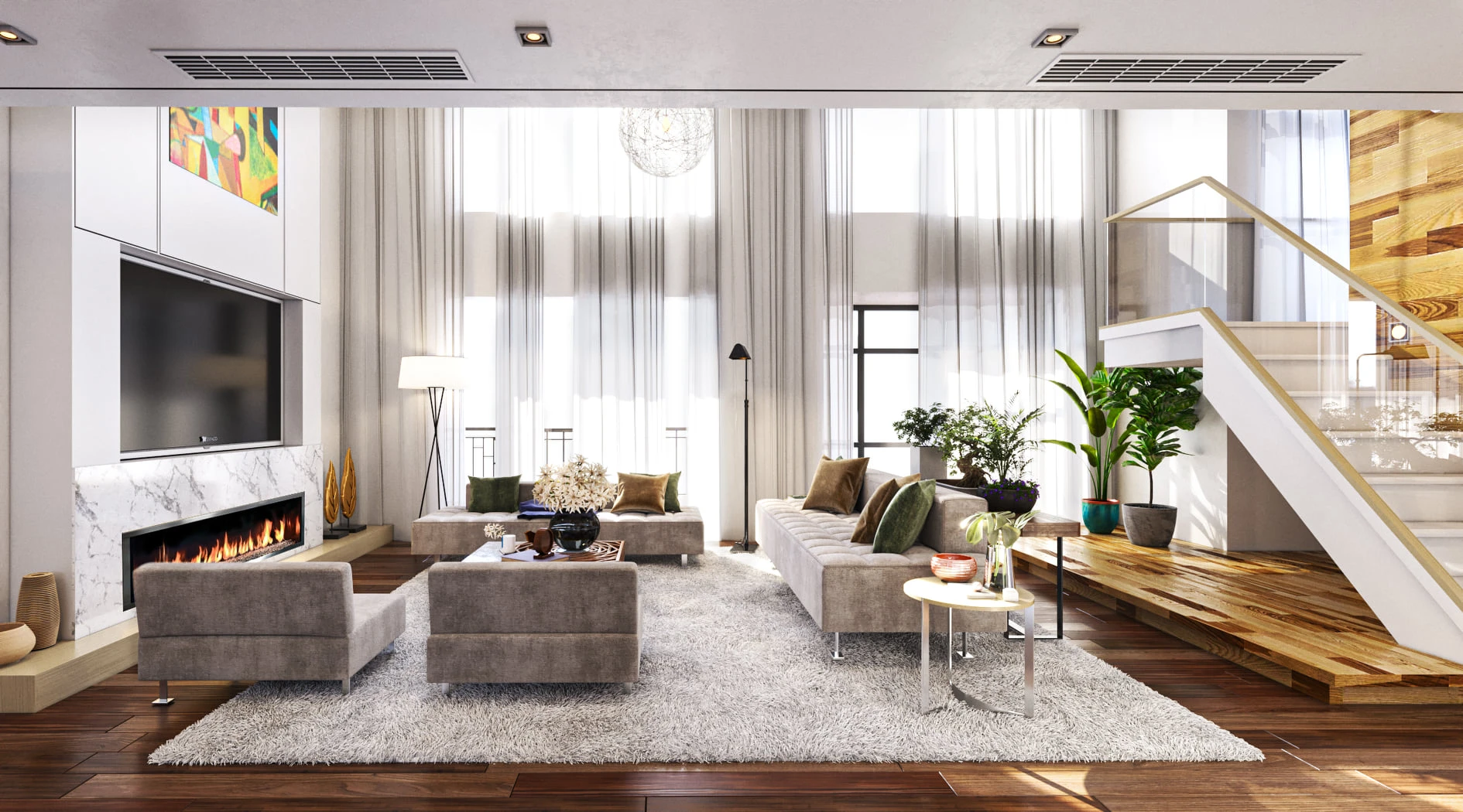 SketchUp Free Vray Living Room Sketchup 3D Models Free Download Modern ID 100000273 (Phan Thuc)