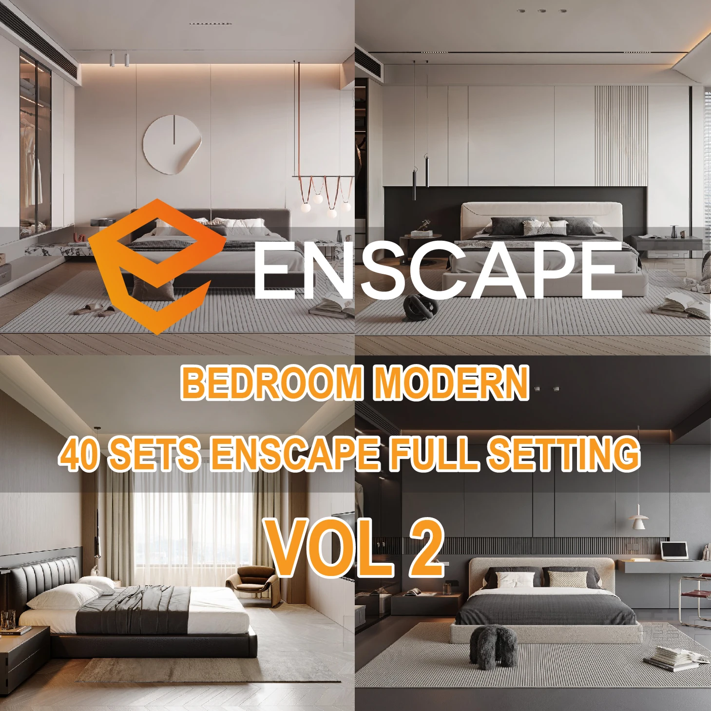 Bedroom Modern – 40 Sets SketchUp Model Modern Style (Enscape Full Setting) Vol 2