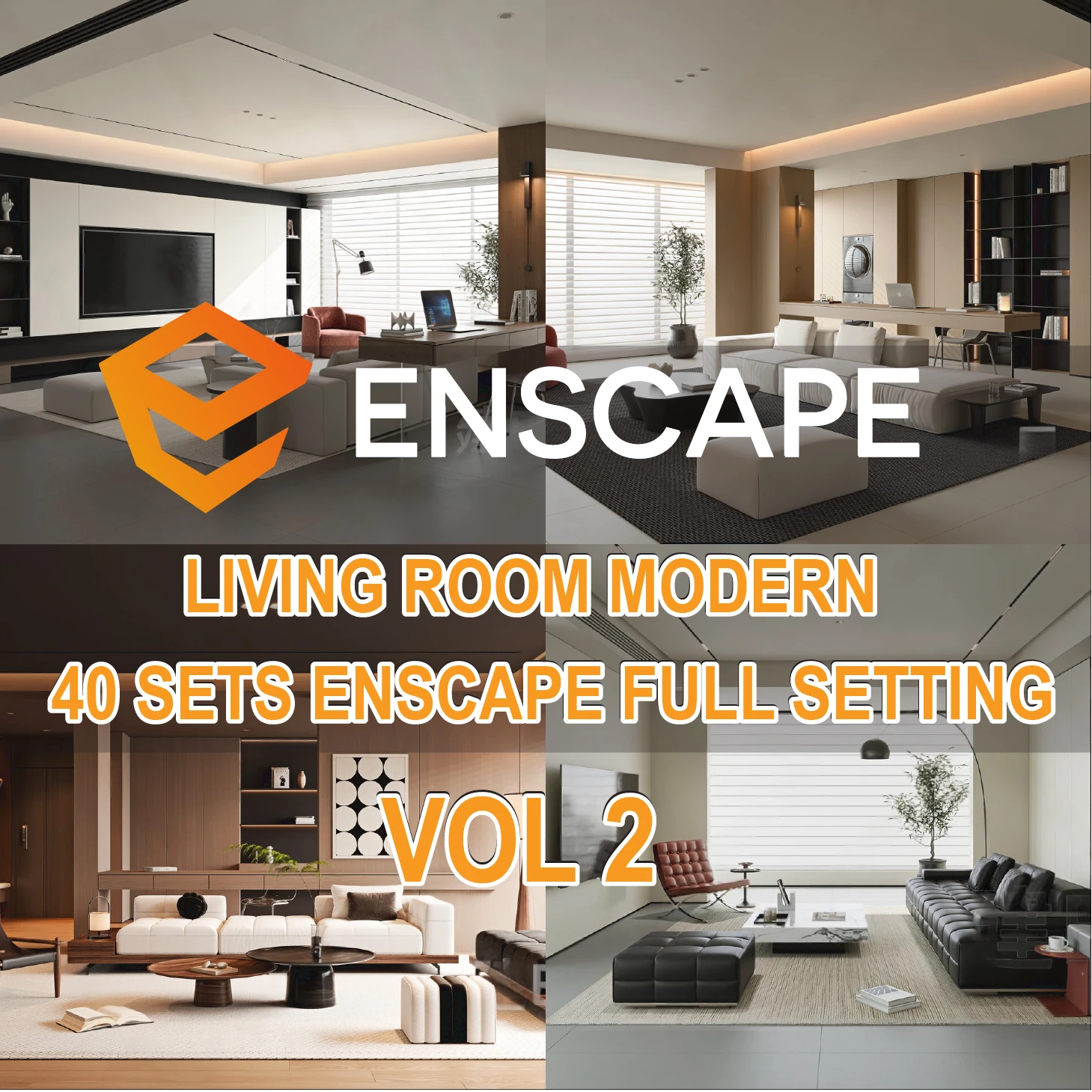 Living Room Modern – 40 Sets SketchUp Model Modern Style (Enscape Full Setting) Vol 2